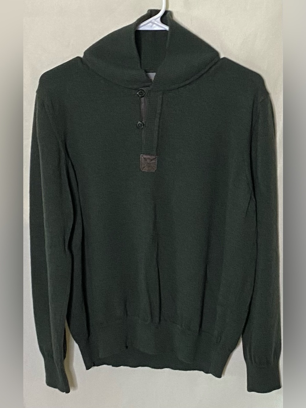Thomas Dean Dark Green Italian 100% ExtraFine Merino Wool Sweater